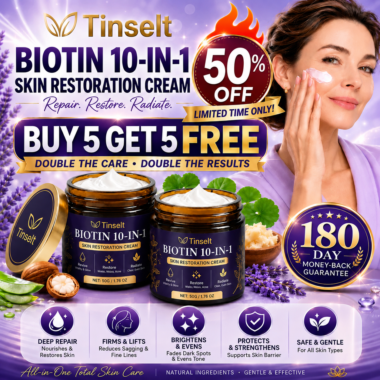 Tinselt® Biotin 10-in-1 Skin Restoration Cream 🍀